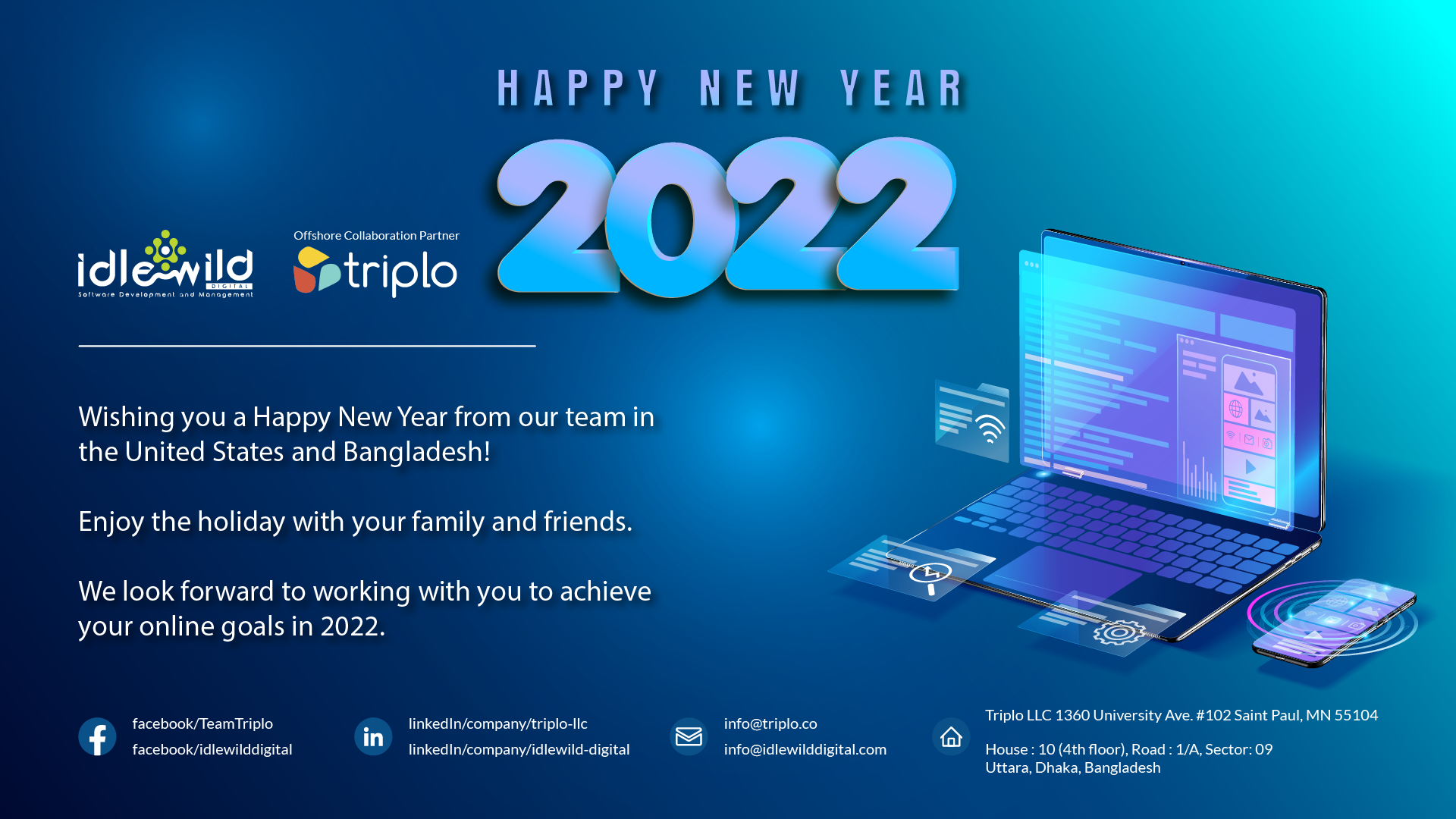 A Happy New Year message from Triplo and Idlewild Digital